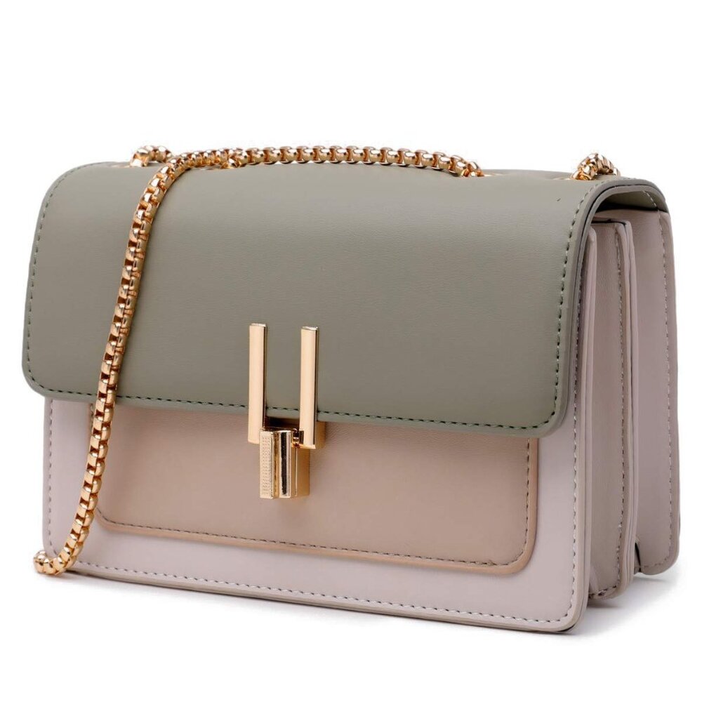 Faux Leather Crossbody Bag Chic Minimal Designer Shoulder Purse Medium